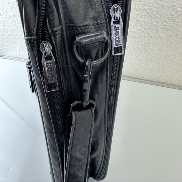 SATCHI genuine black leather messenger bag unisex academia - Picture 11 of 16